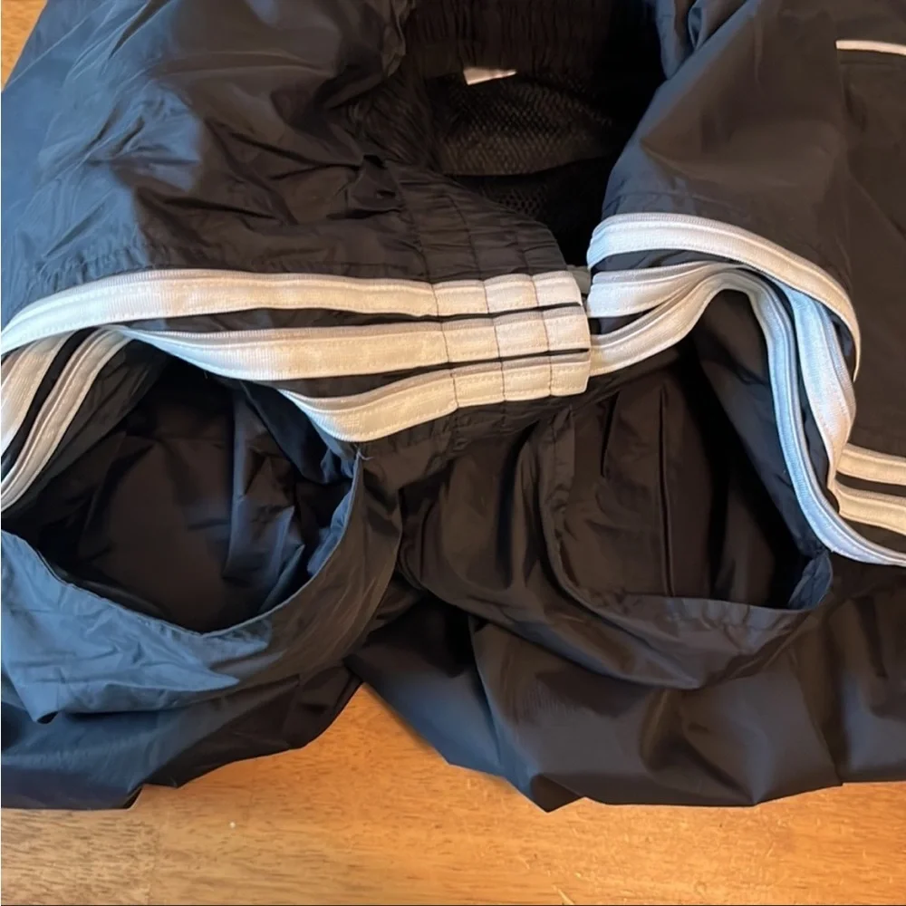 Adidas Mens XL Windbreaker 3 Stripe Black Track Pants with Pockets